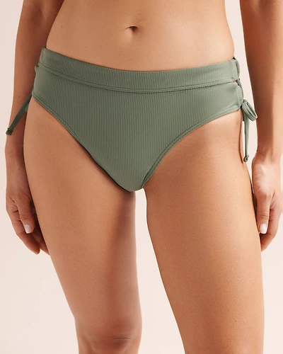 Bas de bikini gainant côtelé à nouer