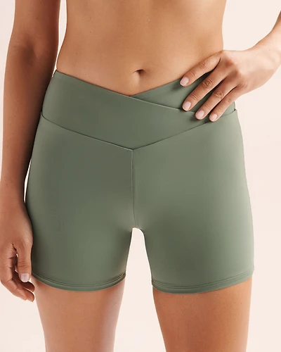 Short de bain taille haute côtelée