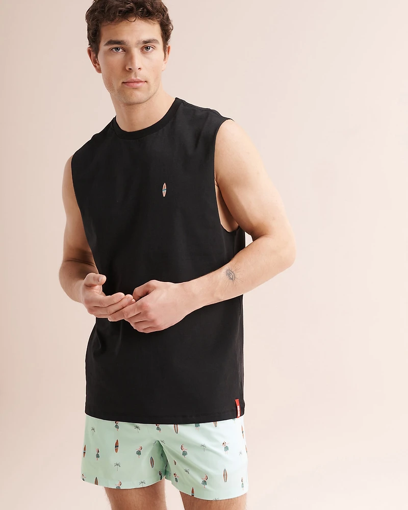 Camisole à col rond imprimé planche de surf