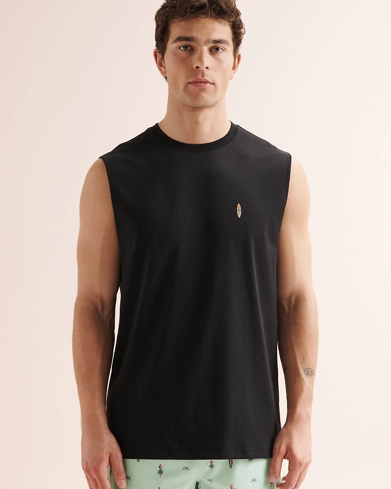 Camisole à col rond imprimé planche de surf