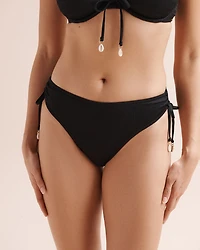 Bas de bikini taille basse noué texturé