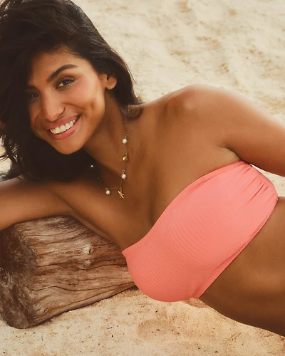 Ribbed Bandeau Bikini Top