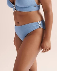 Textured Low-Rise Brazilian Bikini Bottom