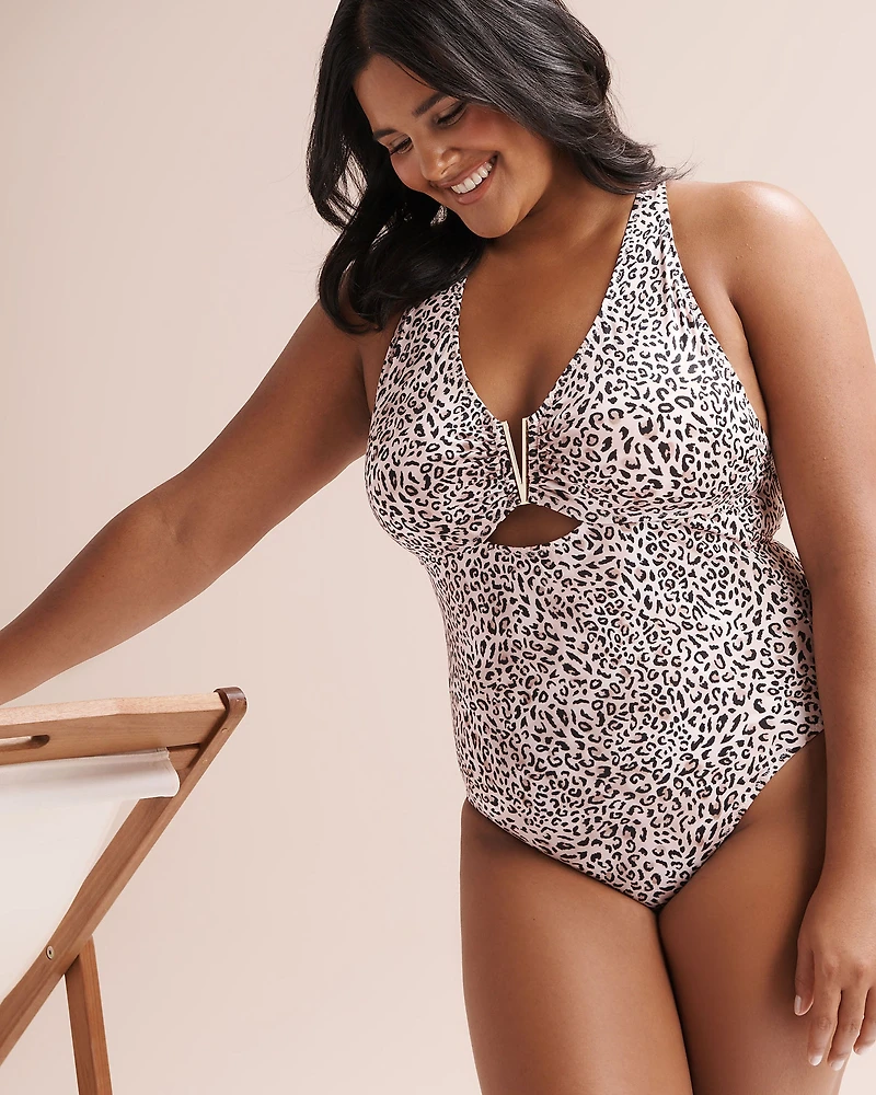 Shiny Leopard Tummy Control One-Piece Swimsuit