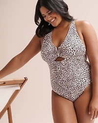 Shiny Leopard Tummy Control One-Piece Swimsuit
