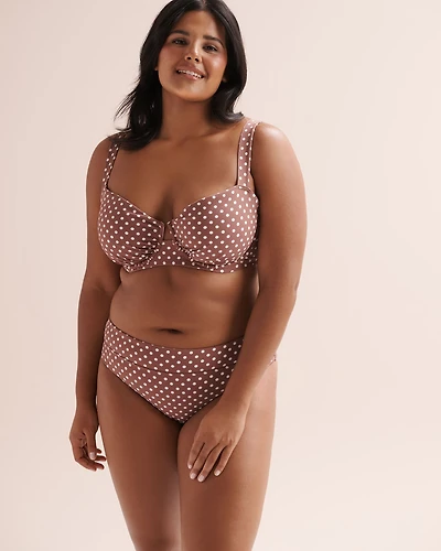 Ribbed Polka-Dot D Cup Plunge Bikini Top