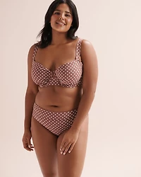 Ribbed Polka-Dot D Cup Plunge Bikini Top