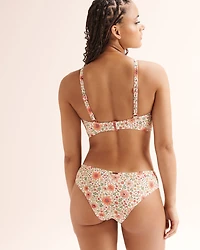 Haut de bikini bralette bonnet D côtelé floral