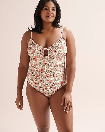 Maillot une-pièce côtelé floral