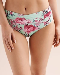 Bas de bikini taille mi-haute repliée gainant