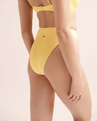 Bas de bikini taille haute cheeky côtel