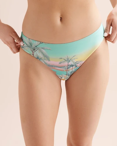 Bas de bikini taille mi-haute cheeky paysage tropical
