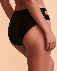 SHINNY TEXTURED High Waist Bikini Bottom