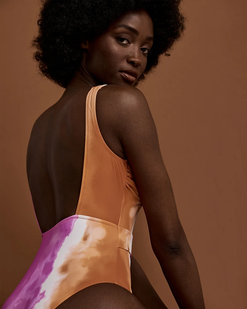 Maillot une-pièce encolure carrée TIE DYE
