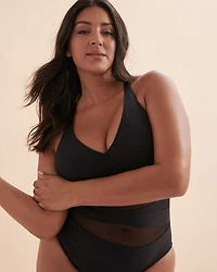 DON'T MESH WITH ME V-neck One-piece Swimsuit