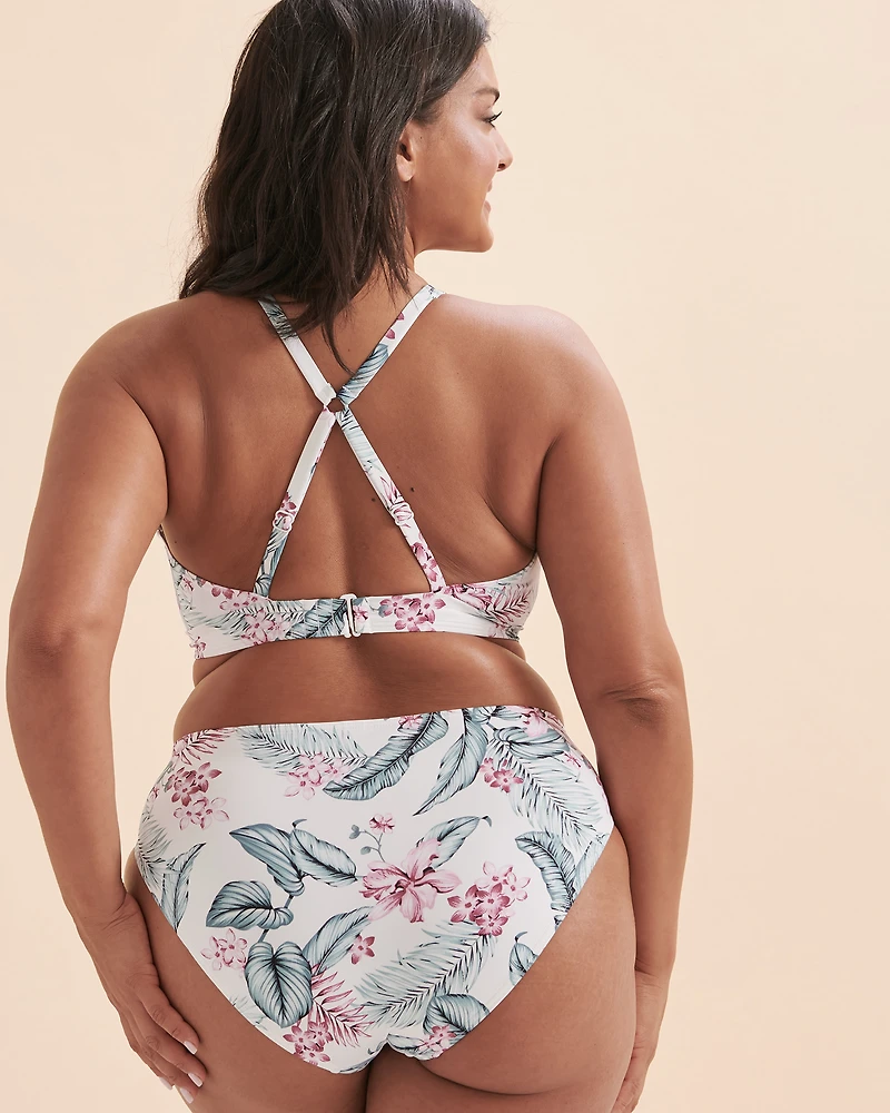 White Tropical D Cup Bralette Bikini Top