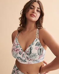 White Tropical D Cup Bralette Bikini Top