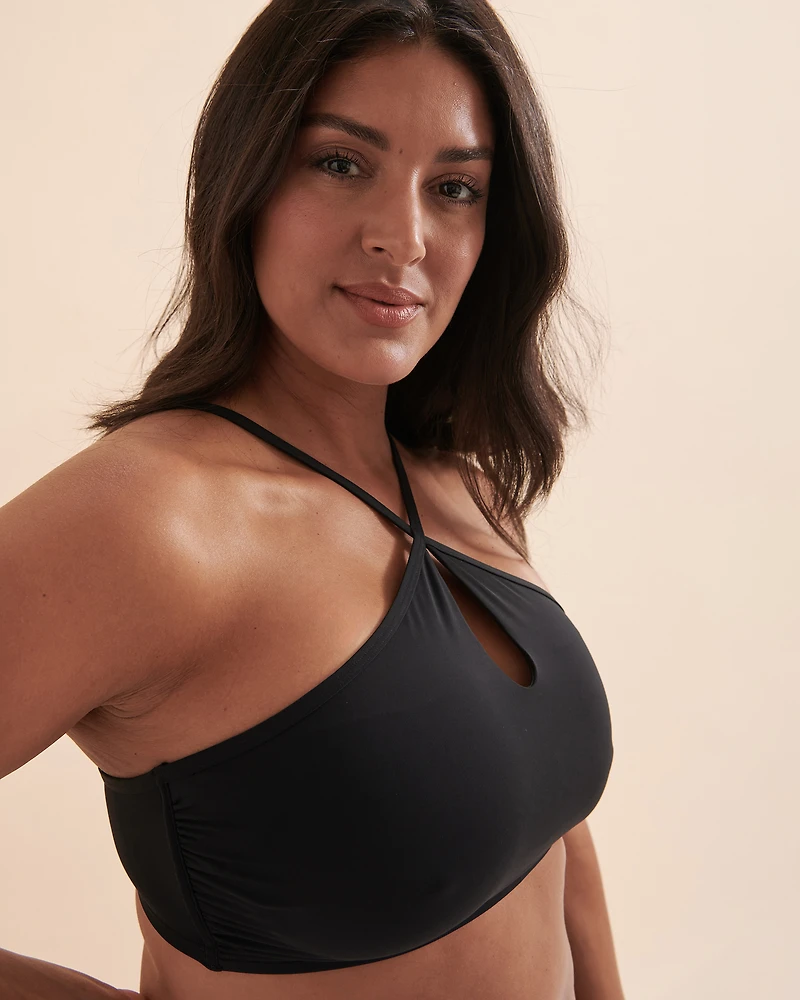 Haut de bikini encolure haute Solid