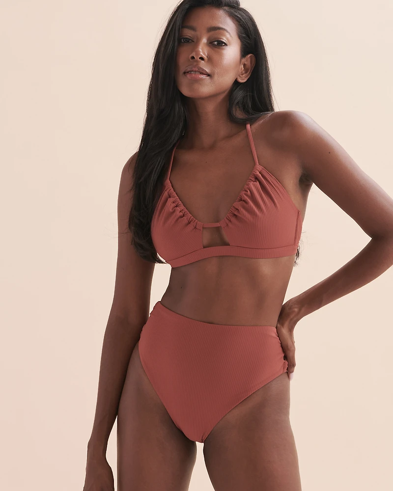 Bas de bikini taille haute noué aux hanches Textured