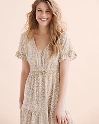 Robe à volants en viscose Dobby