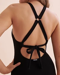 Blue Coastal Textured One-Piece Swimsuit