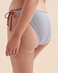 Bas de bikini noué aux hanches rayures nautiques