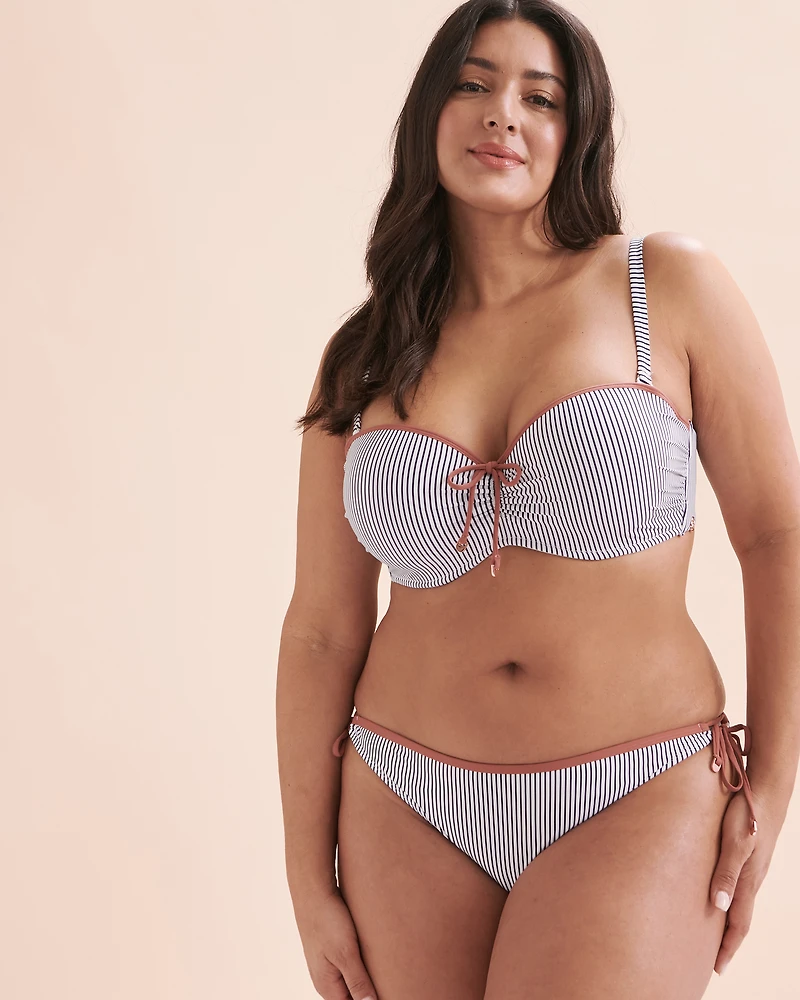 Haut de bikini bandeau bonnet D rayures nautiques