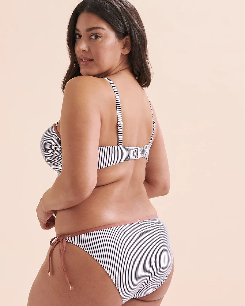 Haut de bikini bandeau bonnet D rayures nautiques