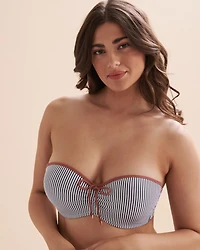 Haut de bikini bandeau bonnet D rayures nautiques