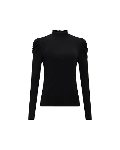 Diane Von Furstenberg Remy Sheer Puff Sleeves Top