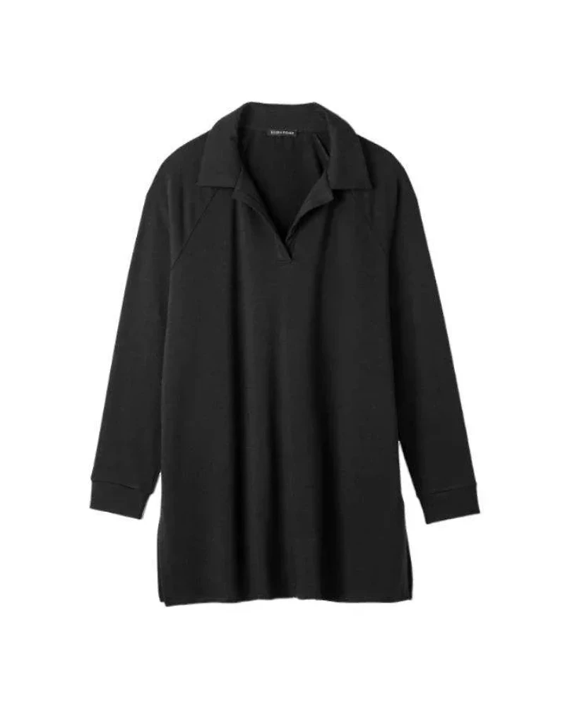 Eileen Fisher Cozy Brushed Terry Hug Henley Long Top