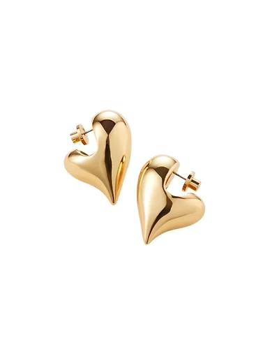 Jenny Bird Art Heart Puff Gold Earrings