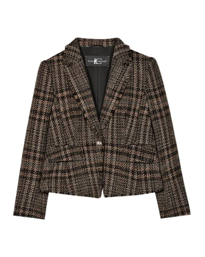Luisa Cerano Check One Button Tweed Blazer