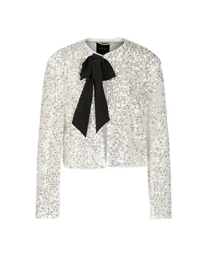 Marc Cain Round Neck Sequin Jacket With Bow