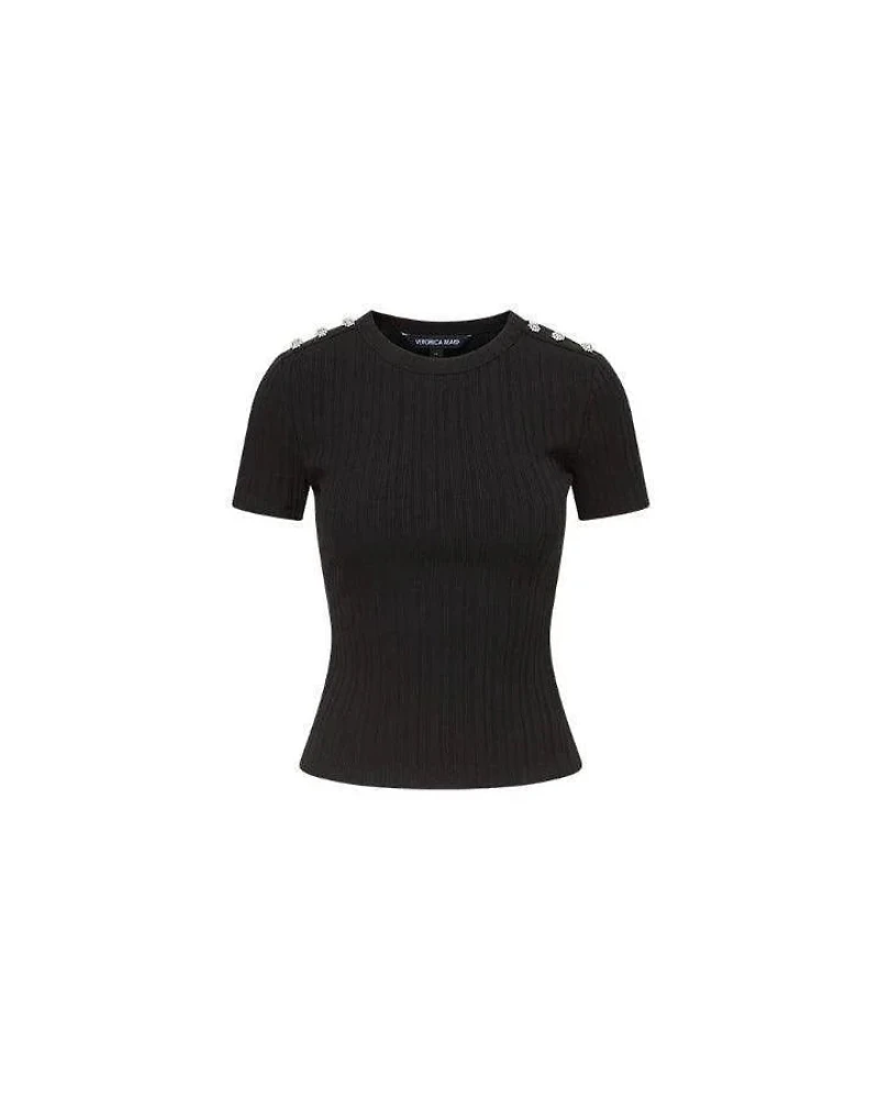 Veronica Beard Draya Rhinestone Button Tee