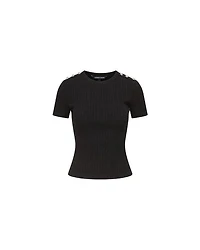Veronica Beard Draya Rhinestone Button Tee
