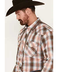 Resistol Men's Frank Ombre Plaid Print Long Sleeve Button-Down Western Shirt