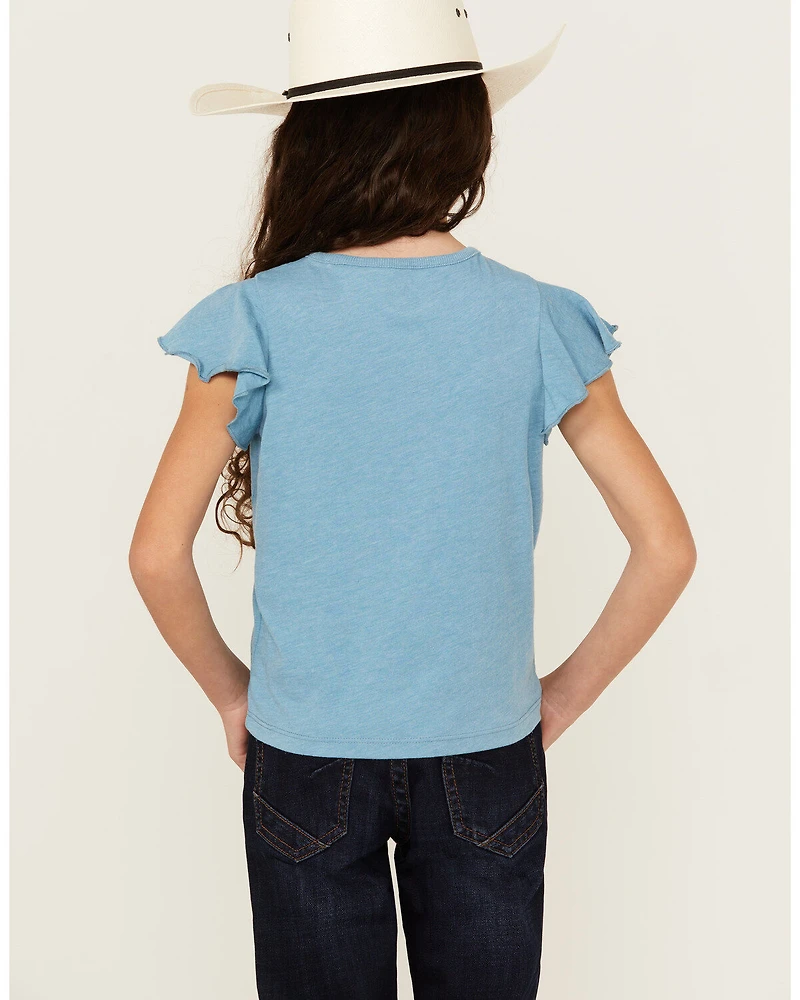 Shyanne Girls' Peace Love Cowgirls Flutter Sleeve Graphic Tee