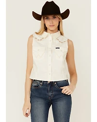 Wrangler Retro Women's Embroidered Sleeveless Snap Western Shirt