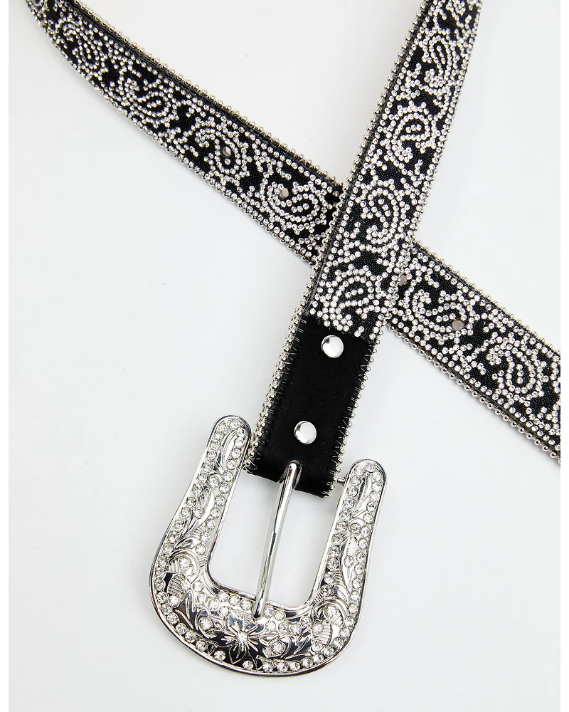 Shyanne Women's Rhinestone Paisley Print Belt