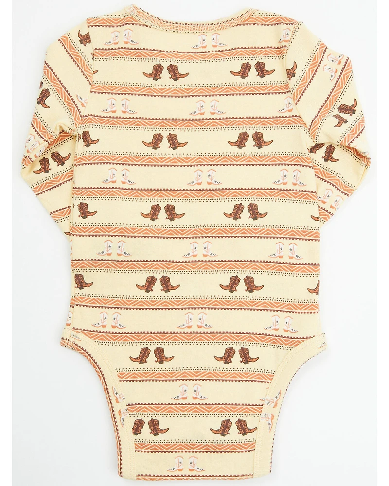 Wrangler Infant Boys' Cowboy Boot Long Sleeve Snap Onesie