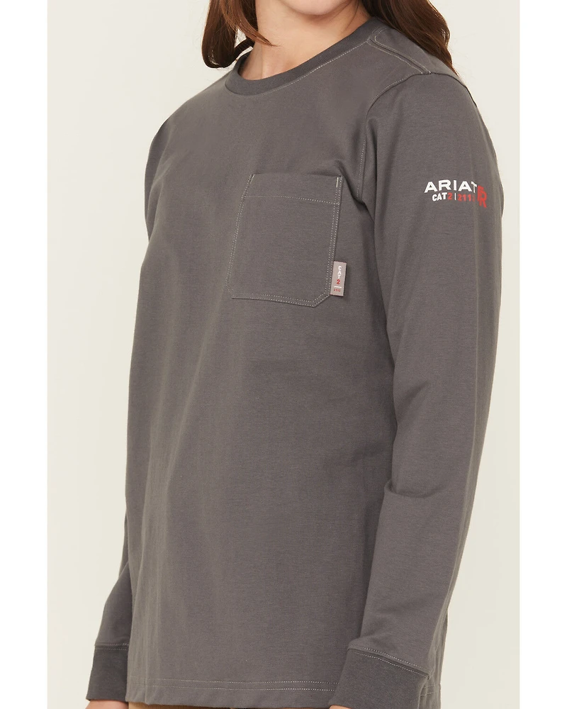 Ariat Women's FR Pima Stretch US Logo Baselayer Long Sleeve Work T-Shirt