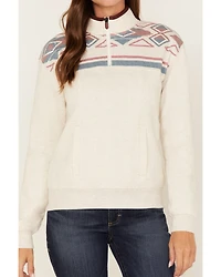 RANK 45® Women's 1/4 Zip Southwestern Print Contrast Pullover