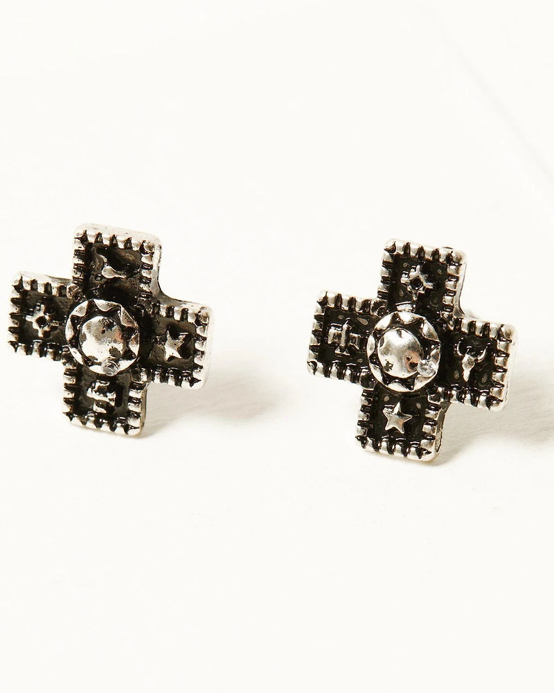 Shyanne Women's Southwestern Antique Cross Earring Set