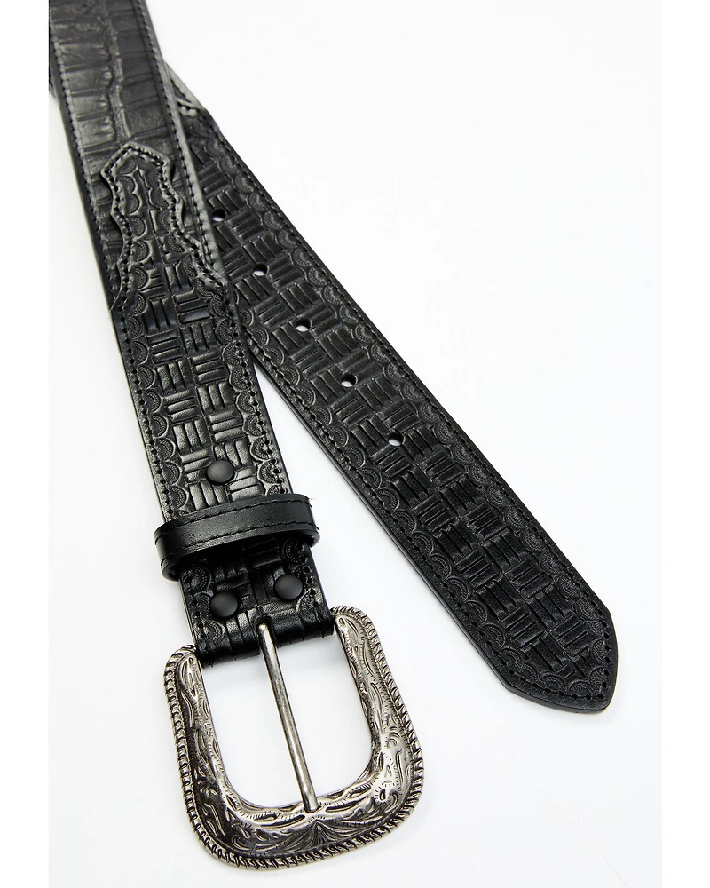 Cody James Men's Checkered Billets Alligator Print Leather Belt
