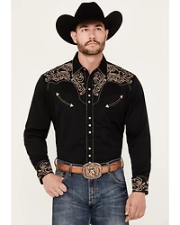 Scully Men's Embroidered Scroll Long Sleeve Snap Western Shirt