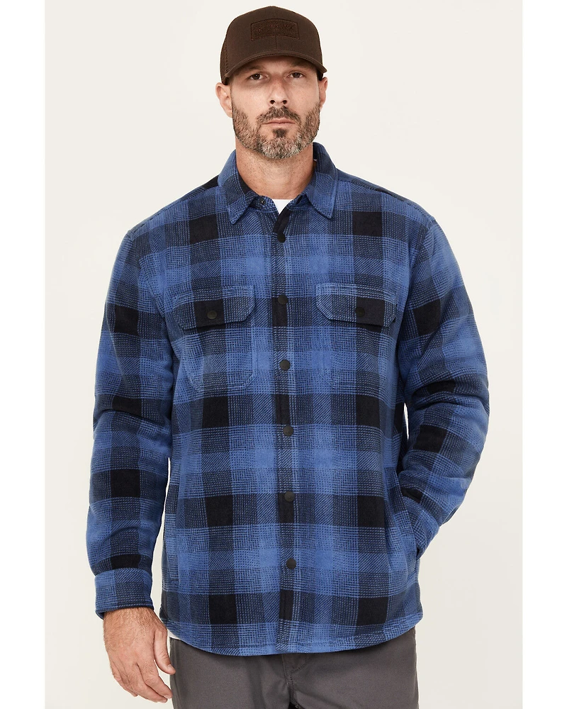 Hawx Men's Ainsley Plaid Print Long Sleeve Snap Polar Fleece Shirt Jacket