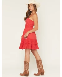 Miss Me Women's Sleeveless Eyelet Trim Mini Dress