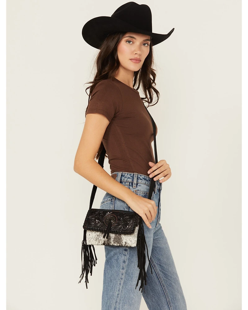 Shyanne Women's Cassidy Hair-On Tooled Leather Crossbody