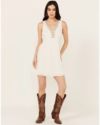 Idyllwind Women's Winfrey Criss Cross Front Embellished Mini Dress
